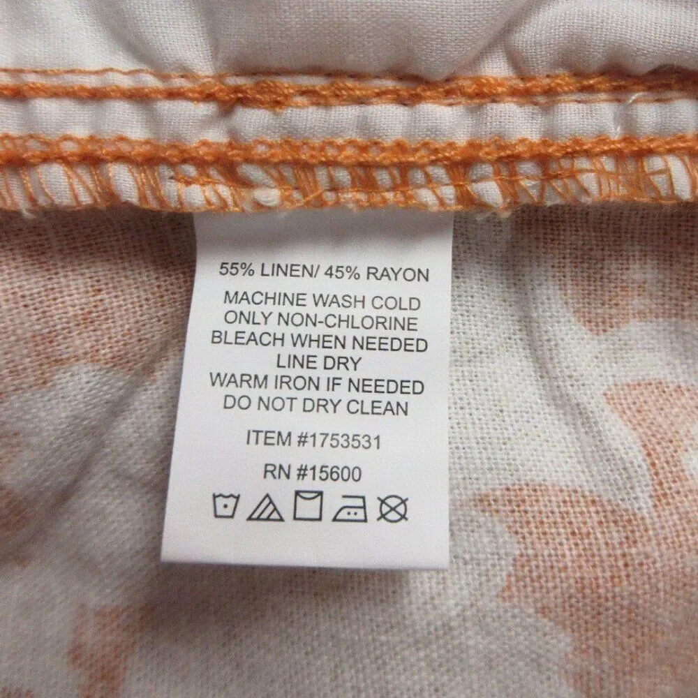 BRIGGS Linen Blend Pull On Shorts Womens Size XL Orange Cream Floral Flowers NWT